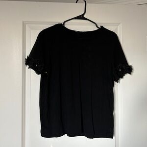 Zara top with flowers on sleeves